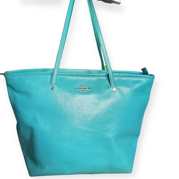 Coach Handbags - Coach Aqua Blue Leather Tote